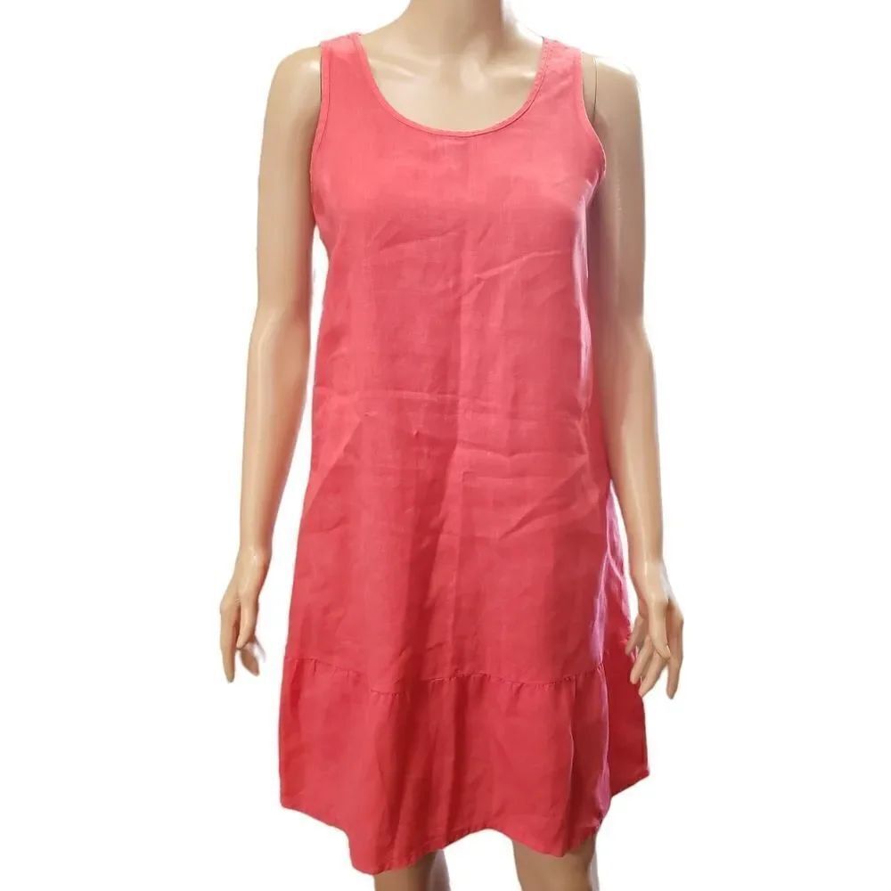 John P. Greece Coral Linen Summer Dress Sz S